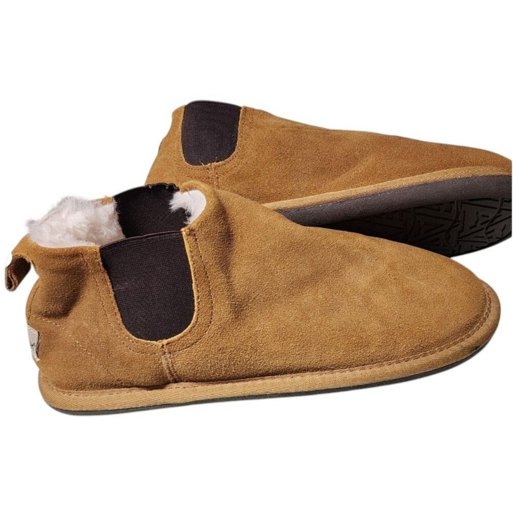 Staheekum Creek Suede Bootie Slipper Brown Size 8 Faux Fur Lining Memory Foam